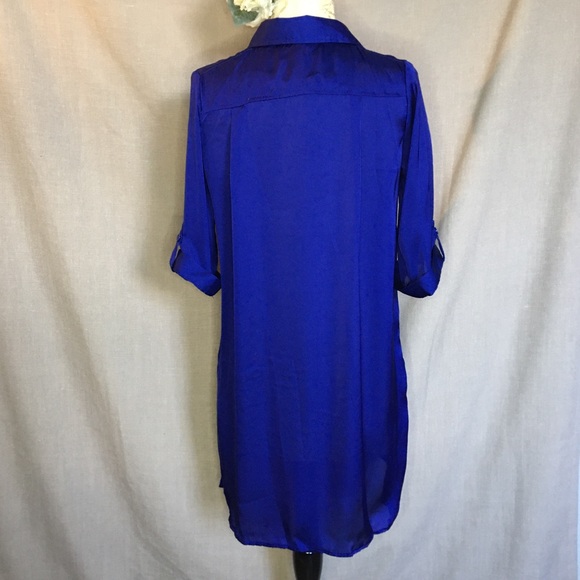 ✨ Royal Blue Women’s Over Sized Silky Night Shirt - Picture 3 of 5